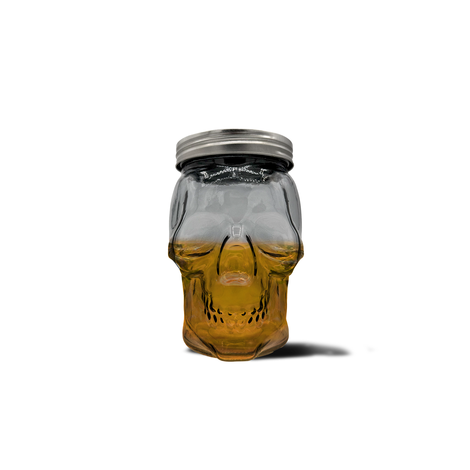 Skull Mason Jar with Lid, 4-Piece Set (2 skull Mason Jars & 2 Lids) 42oz, Smoke