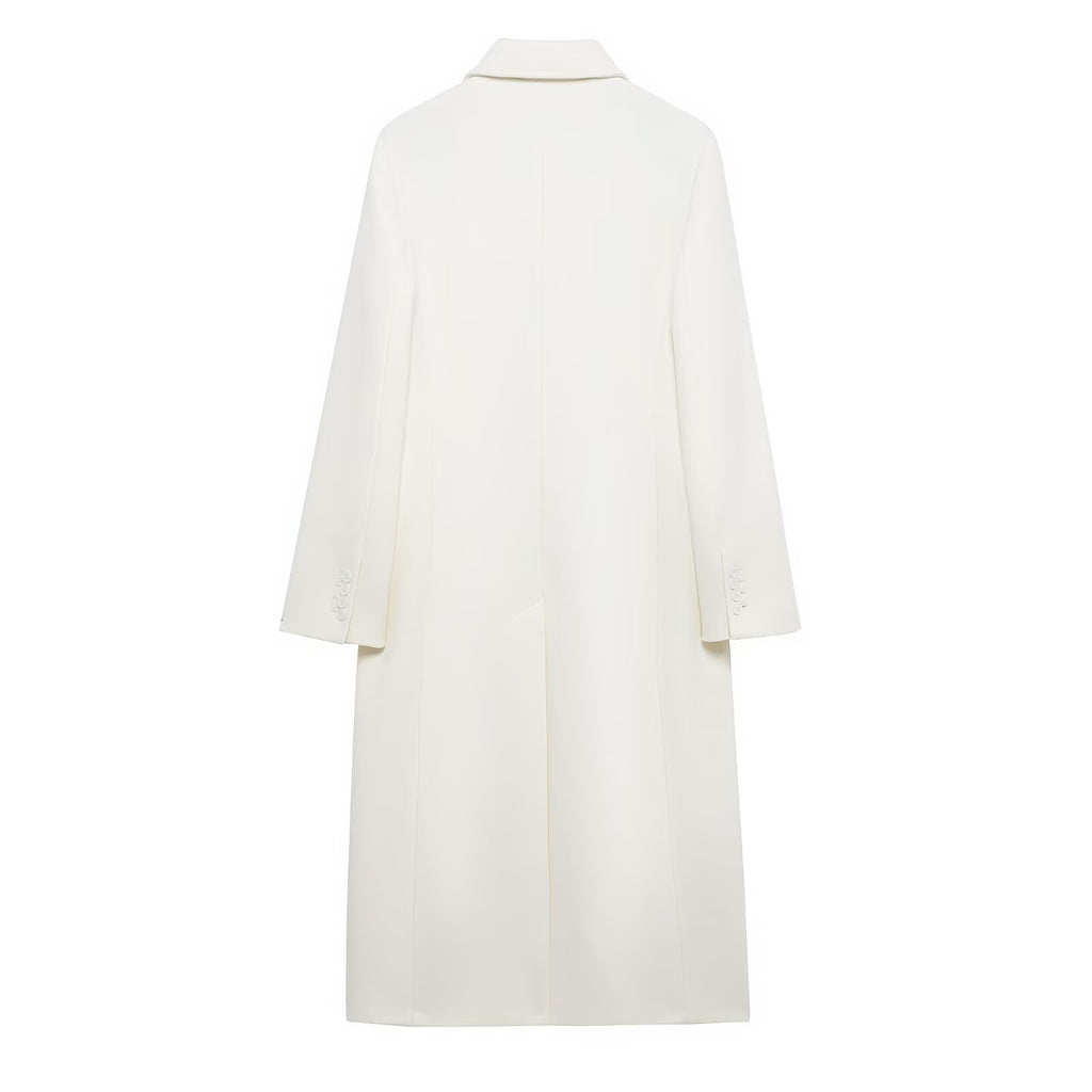 Fashionable Temperamental All-match Blended Double-breasted Long Lapel Coat Jacket
