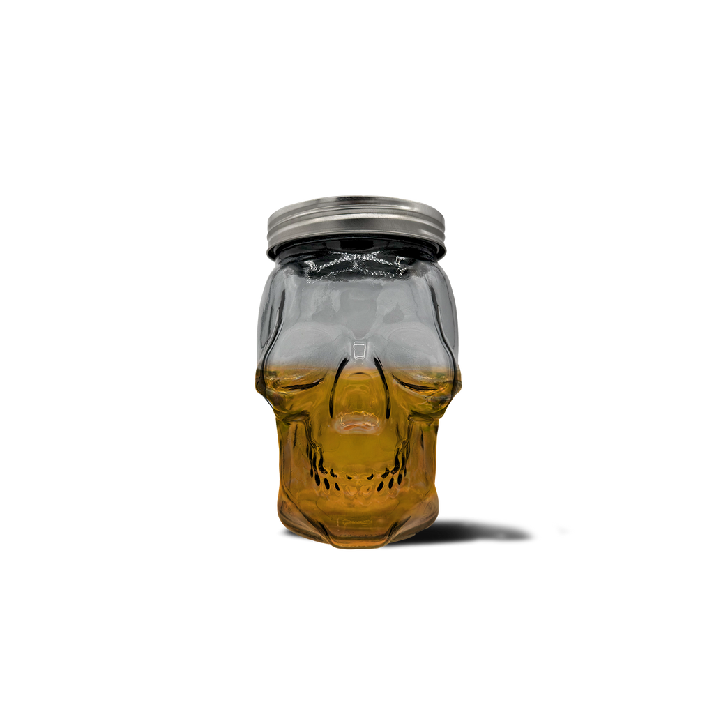 Skull Mason Jar with Lid, 4-Piece Set (2 skull Mason Jars & 2 Lids) 42oz, Smoke