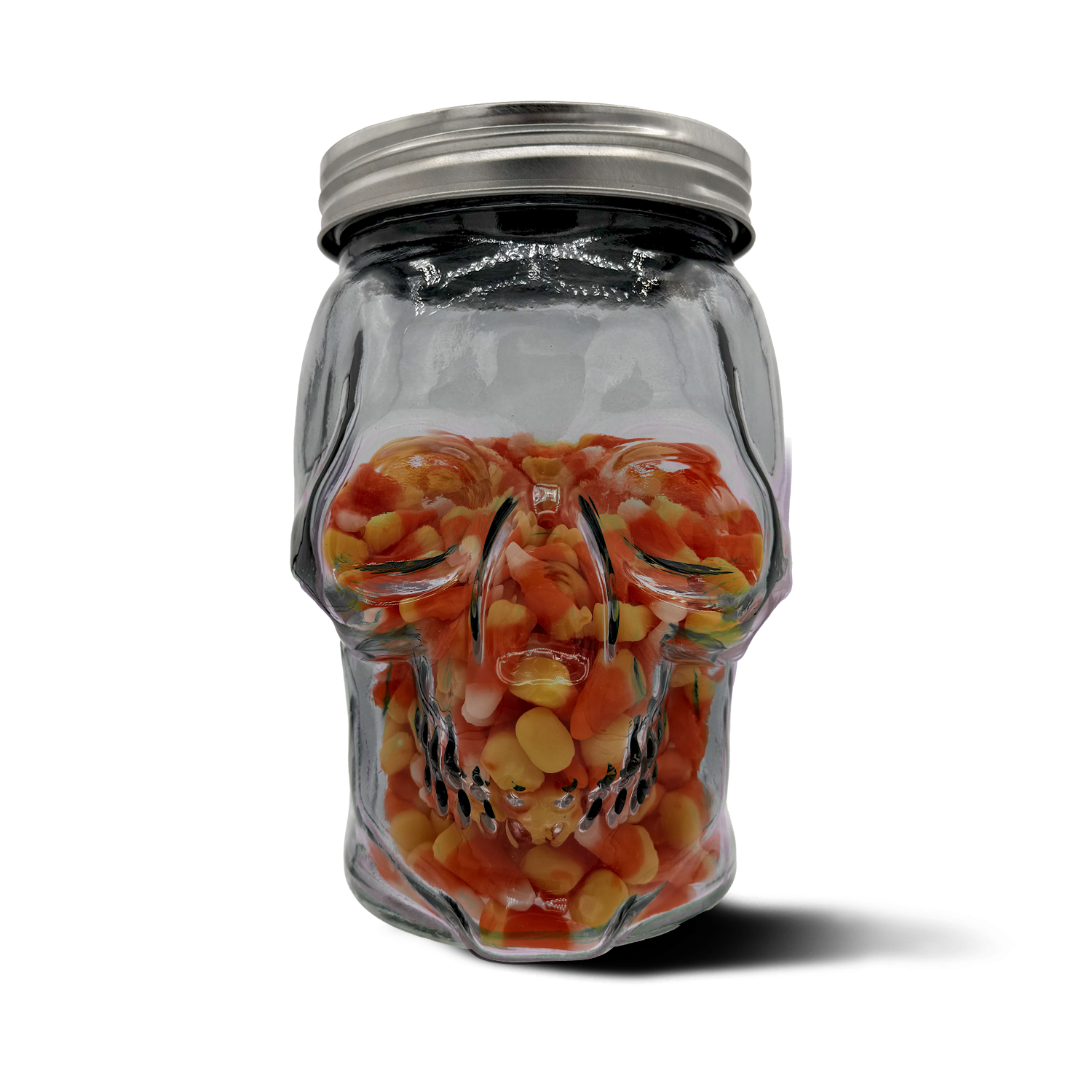 Skull Mason Jar with Lid, 4-Piece Set (2 skull Mason Jars & 2 Lids) 42oz, Smoke