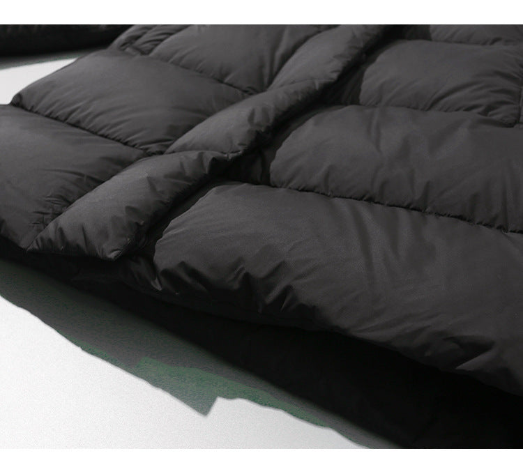 Black Silhouette Down Jacket Women Standing Collar Mid-length