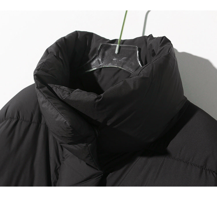 Black Silhouette Down Jacket Women Standing Collar Mid-length