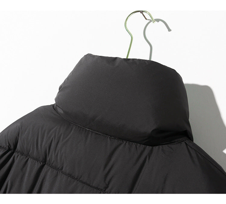 Black Silhouette Down Jacket Women Standing Collar Mid-length